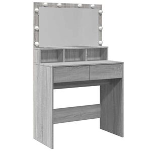 vidaXL Sminkbord med LED gr&aring; sonoma 80x41x134,5 cm