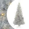 vidaXL Julgran med 300 LED-lampor med stativ Silver 240 cm PET