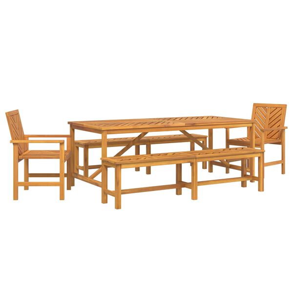 vidaXL Tr&auml;dg&aring;rdsm&ouml;belset 5 pcs Brun Massivt Akaciatr&auml;