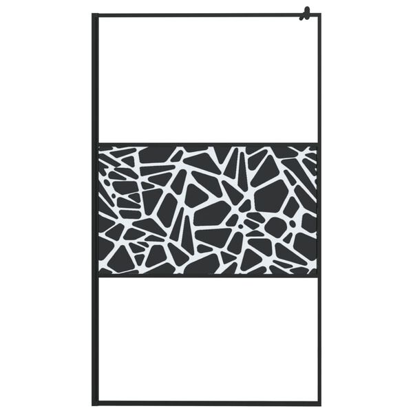 vidaXL Duschv&auml;gg 115x195cm ESG-glas med stendesign svart