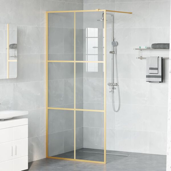 vidaXL Walk-in Duschv&auml;gg Guld 90 x 195 cm h&auml;rdat glas