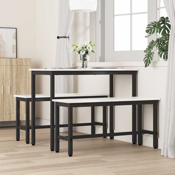 vidaXL Matb&auml;nk Vit 100 x 32,5 x 49 cm Massivt furutr&auml;