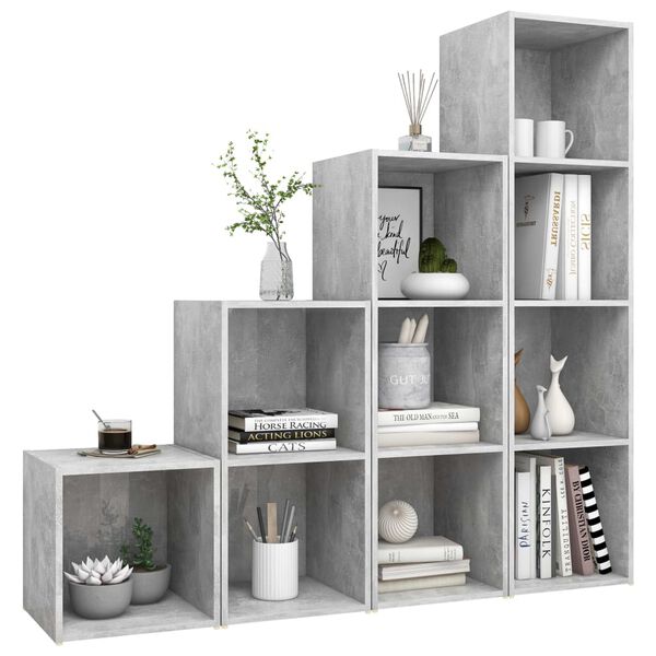 vidaXL TV-skåp 4 delar betonggrå konstruerat trä