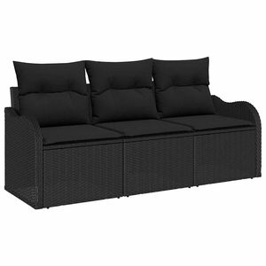 vidaXL Tr&auml;dg&aring;rdsoffset 3 st Svart Poly rattan