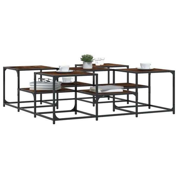 vidaXL Soffbord r&ouml;kf&auml;rgad ek 121x121x40 cm konstruerat tr&auml;