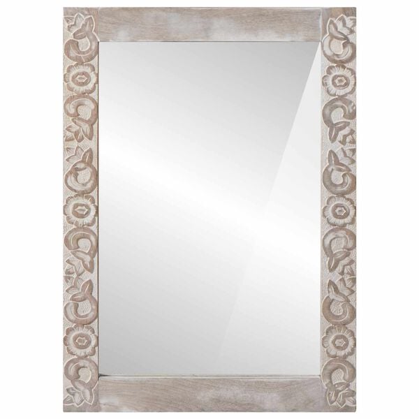 vidaXL Badrumsspegel Rektangul&auml;r Vit 70 x 50 x 2,5 cm Massivt mangotr&auml;