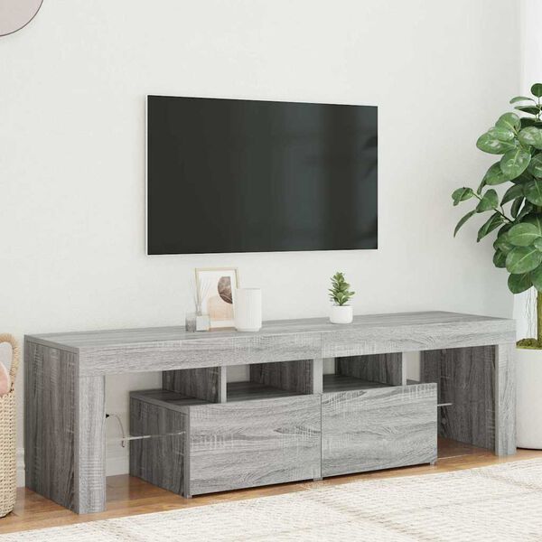 vidaXL Tv-bänk med LED-belysning grå sonoma 140x36,5x40 cm