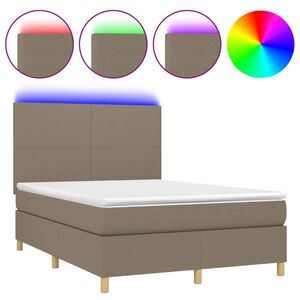 vidaXL Rams&auml;ng med madrass & LED taupe 140x200 cm tyg