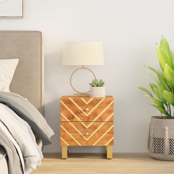 vidaXL S&auml;ngbord brun och svart massivt mangotr&auml;