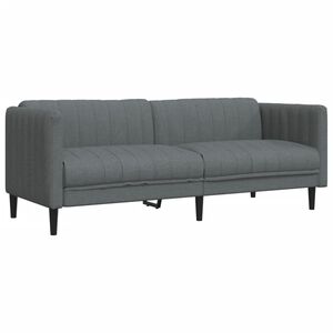 vidaXL Soffa 3-sits m&ouml;rkgr&aring; tyg