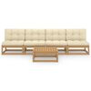 vidaXL Loungegrupp med dynor 5 delar massiv furu