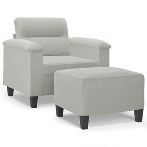 vidaXL F&aring;t&ouml;lj med fotpall ljusgr&aring; 60 cm mikrofibertyg