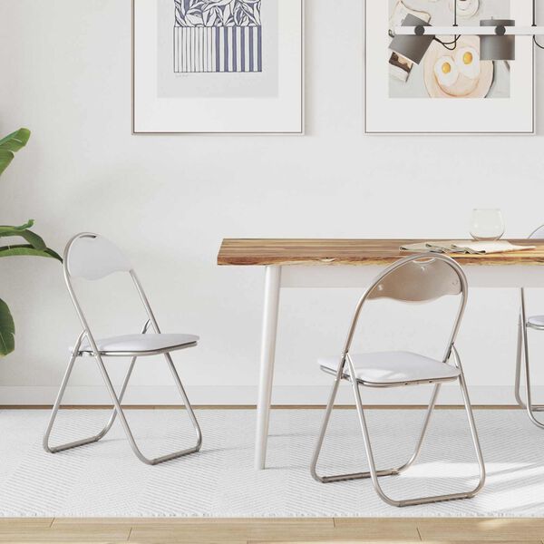 vidaXL F&auml;llstol 2 pcs Vitt och Gr&aring;tt 48 x 43,5 x 81 cm Konstl&auml;der