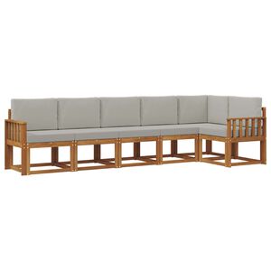 vidaXL Utomhussoffset med kudde 6 pcs Naturlig och Ljus Gr&aring;