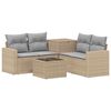 vidaXL Soffset 6 st Beige och Ljusgr&aring; Poly Rattan och st&aring;l