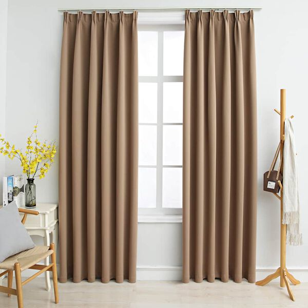 vidaXL M&ouml;rkl&auml;ggningsgardiner med krokar 2 st taupe 140x225 cm