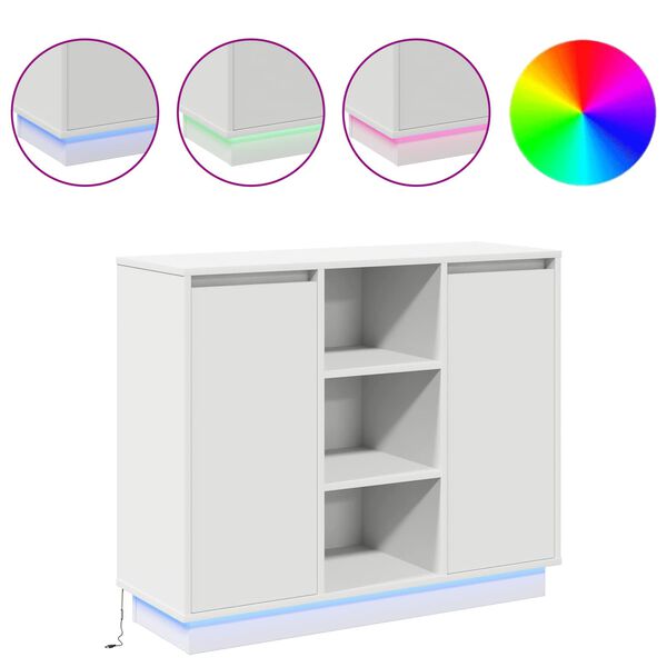 vidaXL LED-sido bord Vit 90 x 32 x 75 cm Konstruerat tr&auml;