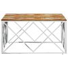 vidaXL Soffbord silver rostfritt st&aring;l och massivt &aring;tervunnet tr&auml;