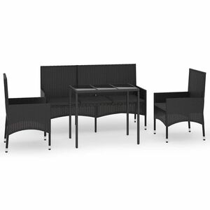 vidaXL Loungegrupp f&ouml;r tr&auml;dg&aring;rden med dynor 4 delar svart konstrotting