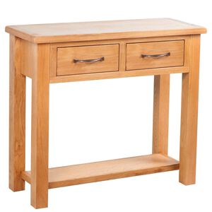vidaXL Konsolbord med 2 l&aring;dor 83x30x73 cm massiv ek