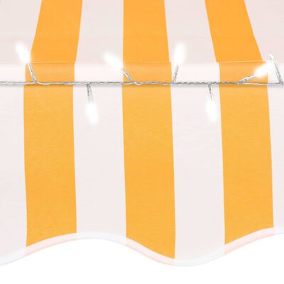 vidaXL Markis manuellt infällbar med LED 400 cm vit och orange