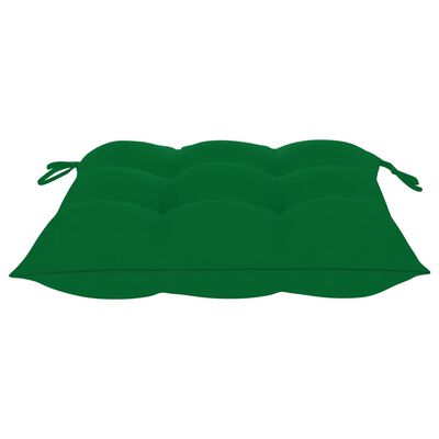 vidaXL Matstolar 6 st med gröna dynor massiv teak