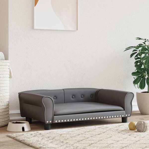 vidaXL Hundb&auml;dd gr&aring; 95x55x30 cm konstl&auml;der