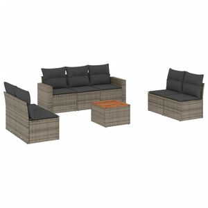 vidaXL Loungegrupp f&ouml;r tr&auml;dg&aring;rden med dynor 8 delar gr&aring; konstrotting