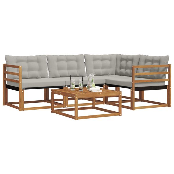 vidaXL Utomhussoffset med kudde 5 pcs Naturlig och Ljus Gr&aring;