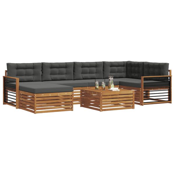 vidaXL Utomhussoffset med kudde 7 pcs Naturlig och Antracit