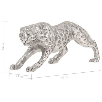 vidaXL Skulptur jaguar massiv aluminium 50x10x14 cm silver