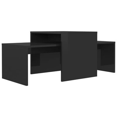 vidaXL Soffbord set svart högglans 100x48x40 cm konstruerat trä