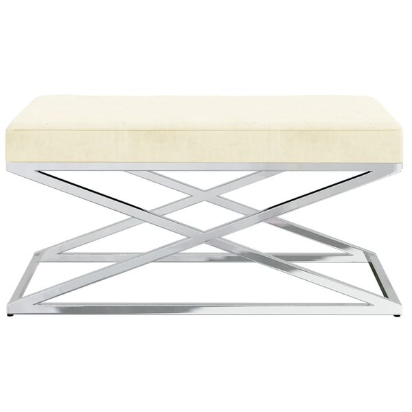 vidaXL B&auml;nk gr&auml;ddvit sammet och rostfritt st&aring;l