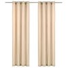 vidaXL Gardiner med metallringar 2 st bomull 140x245 cm beige