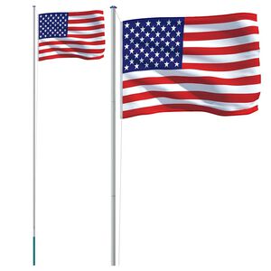 vidaXL USAs flagga och flaggst&aring;ng 6,08 m aluminium