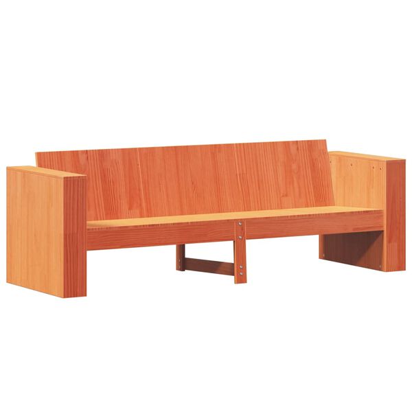 vidaXL Tr&auml;dg&aring;rdssoffa 3-sits vaxbrun 189x60x62 cm massiv furu