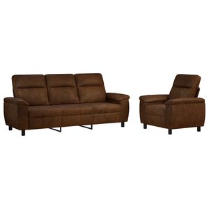 vidaXL Soffset 2 st Brun Faux Mockal&auml;der