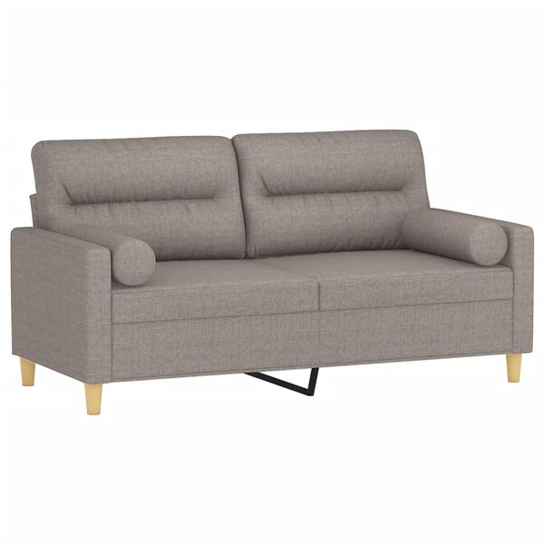 vidaXL 2-sits soffa med prydnadskuddar taupe 140 cm tyg