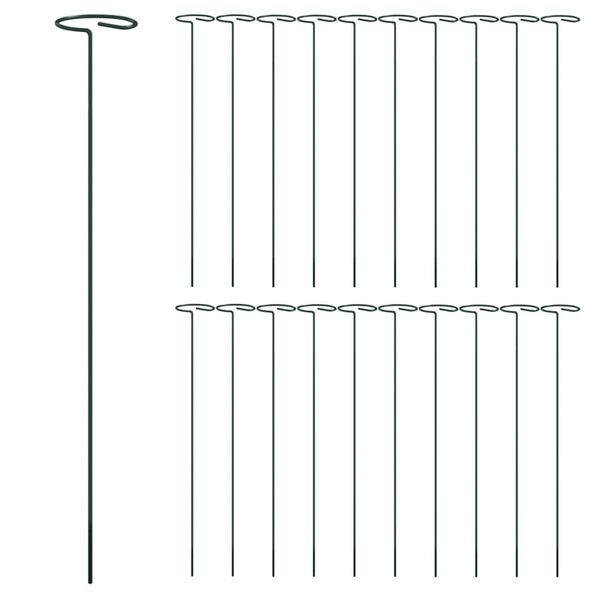 vidaXL Växtstöd 20 st mörkgrön 40 cm stål