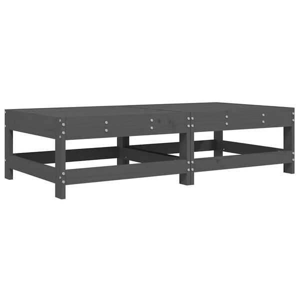 vidaXL Fotpallar med dynor för trädgården 2 st grå massiv furu