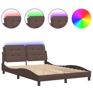 vidaXL Bed Frame with LED without Mattress "Zadar" Brown 120x200 cm