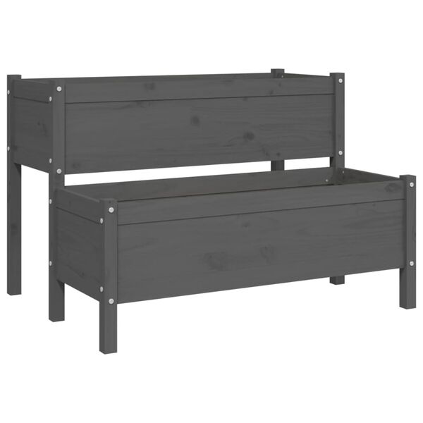 vidaXL Odlingslåda grå 110x84x75 cm massiv furu