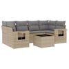vidaXL Matgrupp f&ouml;r tr&auml;dg&aring;rden med dynor 7 delar beige konstrotting