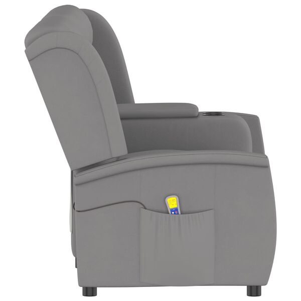 vidaXL Massagef&aring;t&ouml;lj med kopph&aring;llare 4-sits ljusgr&aring;