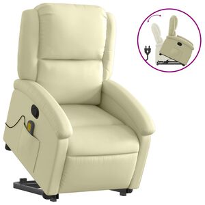 vidaXL Reclinerf&aring;t&ouml;lj med uppresningshj&auml;lp gr&auml;ddvit &auml;kta l&auml;der