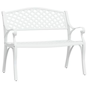 vidaXL Tr&auml;dg&aring;rdsb&auml;nk 102 cm gjuten aluminium vit