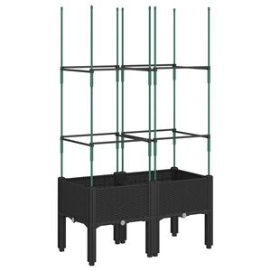 vidaXL Odlingsl&aring;da med spalj&eacute; svart 80x40x142,5 cm PP