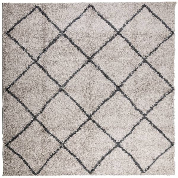 vidaXL Ryamatta PAMPLONA lång lugg modern beige & antracit 240x240 cm