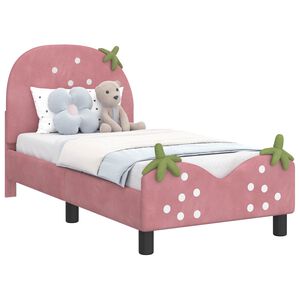 vidaXL S&auml;ngram f&ouml;r sm&aring;barn med huvudgavel Rosa 70 x 140 cm Sammet