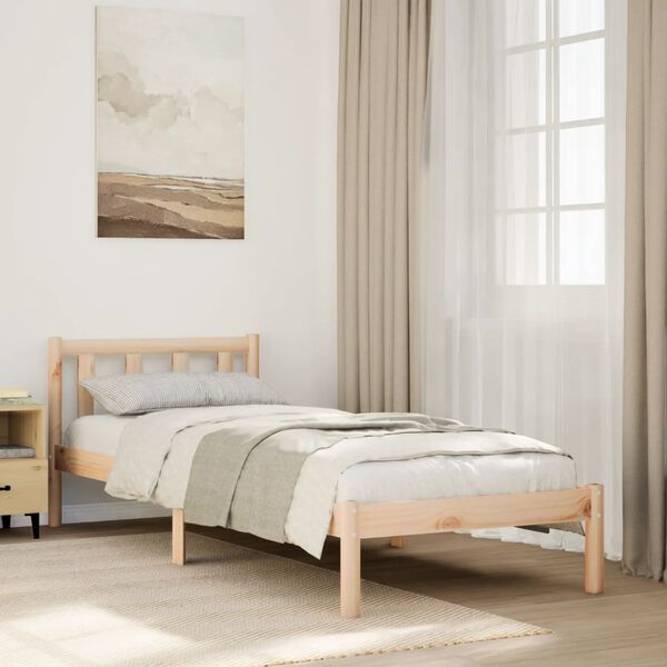 vidaXL Sängram utan madrass extra lång 90x220 cm massiv furu
